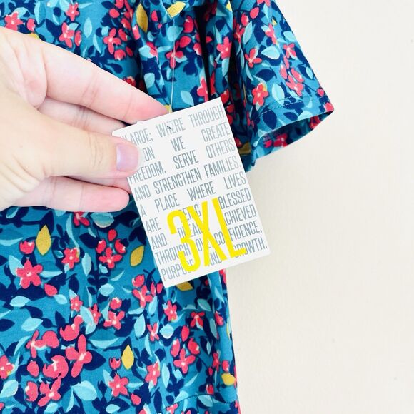 LuLaRoe Ana Long Maxi Dress Turquoise Pink Green Orange Floral 3X 22/24 3XL - Picture 4 of 12